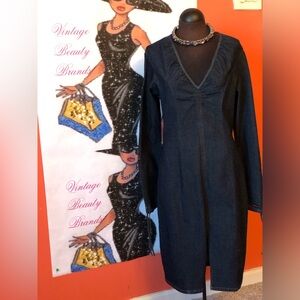 Woman’s Dress - Blue Jean, small split in the front, form fitting, v-neck